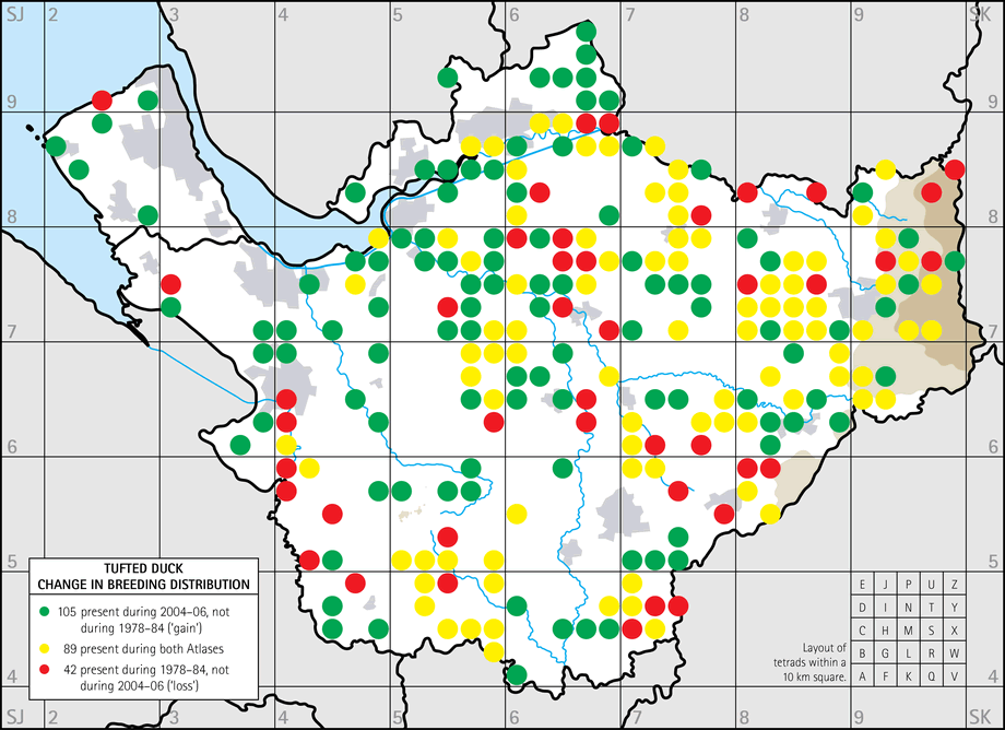 Change in breeding distribution map