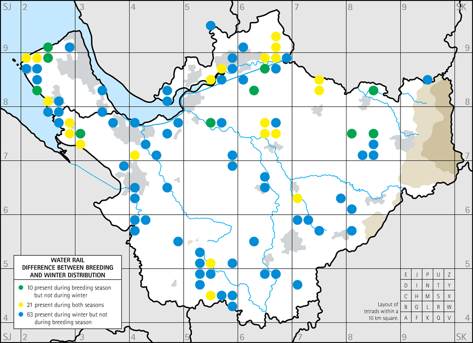 Difference between breeding and winter distribution map