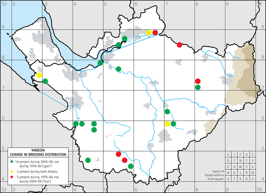 Change in breeding distribution map