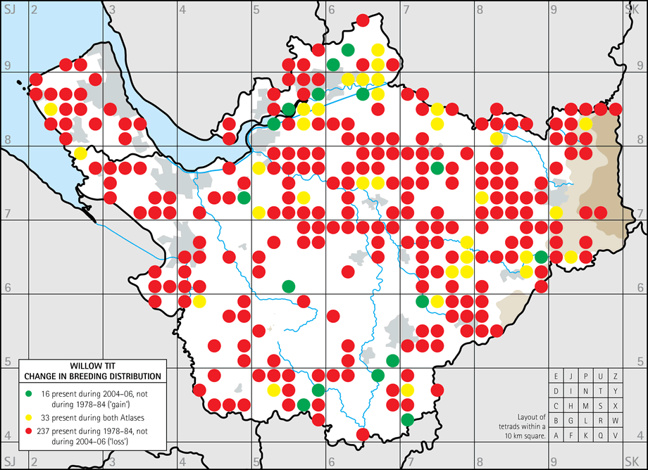 Change in breeding distribution map