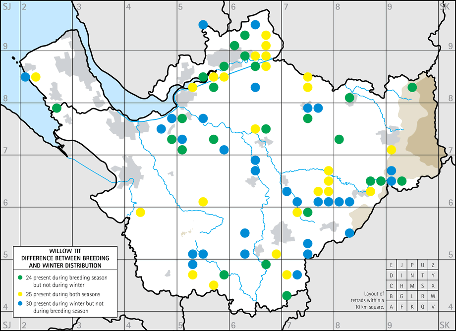 Difference between breeding and winter distribution map