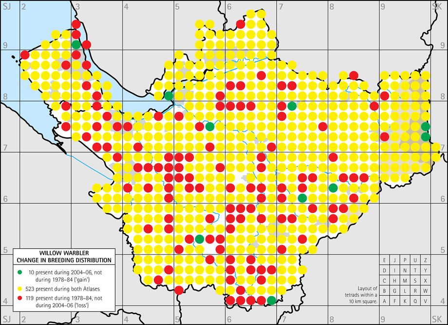 Change in breeding distribution map