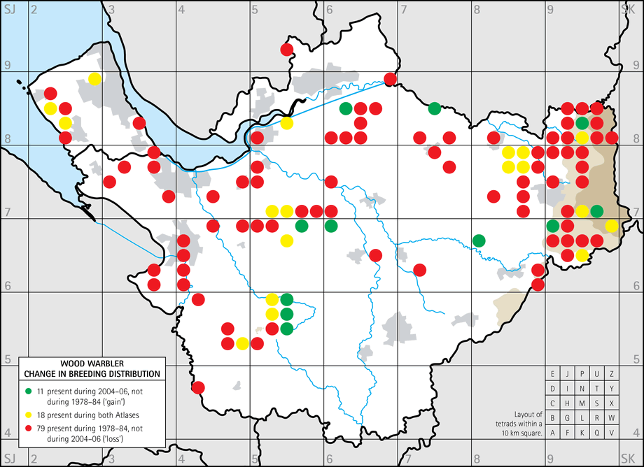 Change in breeding distribution map