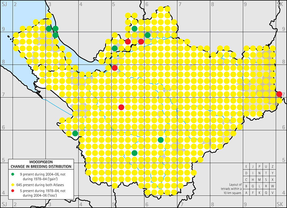 Change in breeding distribution map