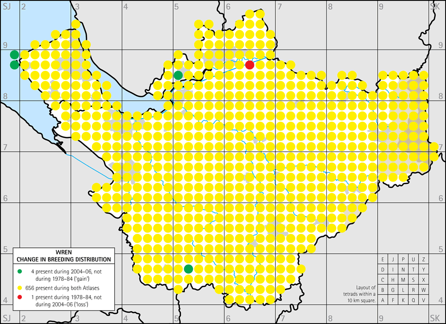 Change in breeding distribution map