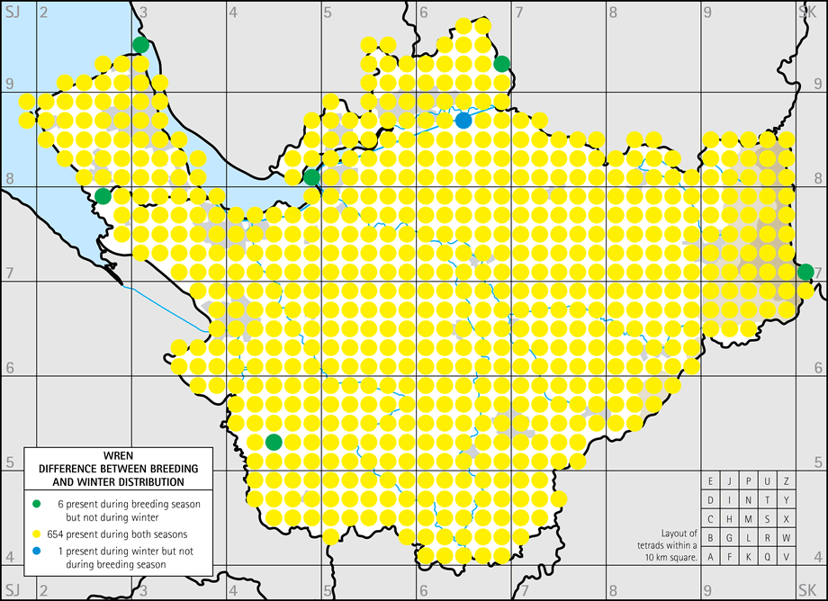 Difference between breeding and winter distribution map