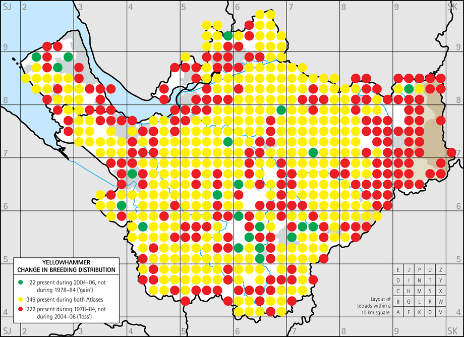 Change in breeding distribution map